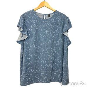 SHEIN Blue/White Polka Dot Blouse 3XL